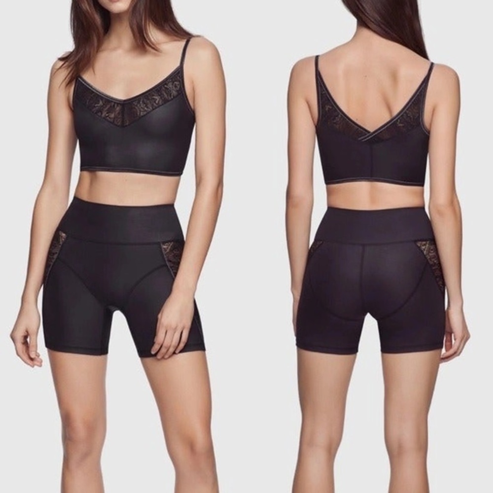 NWT‎ Kiki De Montparnasse Athleisure Lace Inset Biker Shorts - Picture 2 of 14